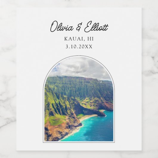 Kauai Bruiloft Wijn Label Wijn Etiket (Enkel label)