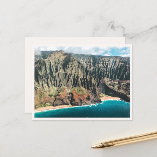 Kauai Coastline Aerial Na Pali Mountains Blank Briefkaart (Voorkant / Achterkant in situ)