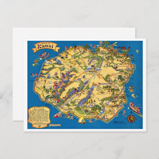Kauai Funny Map Briefkaart (Voorkant / Achterkant)