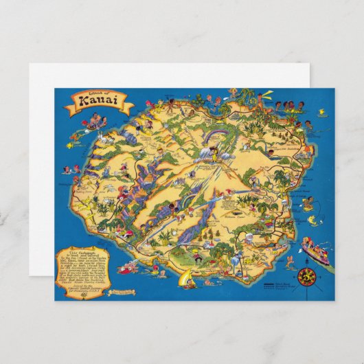Kauai Funny Map Briefkaart (Voorkant / Achterkant)