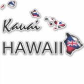 KAUAI - HAWAÏ EILANDEN HI Vlag BLK Sticker (Voorkant)