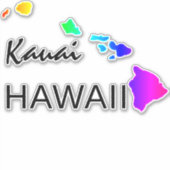 KAUAI - HAWAÏ EILANDEN NEON REGENBOOG STICKER (Voorkant)