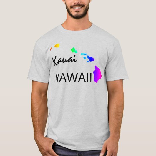 KAUAI - HAWAÏ EILANDEN NEON REGENBOOG T-SHIRT (Voorkant)