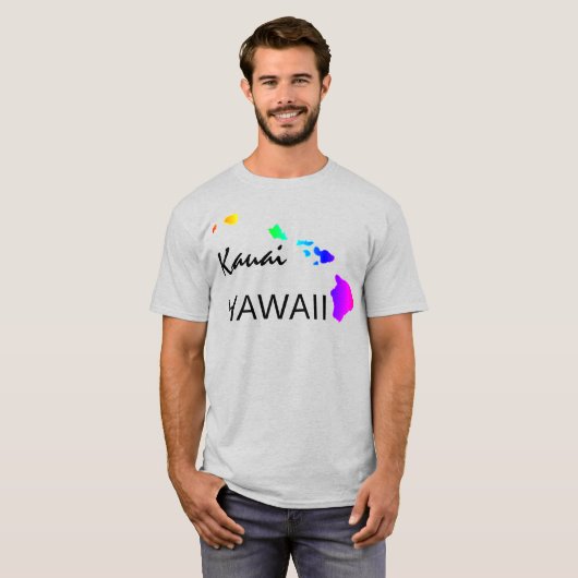 KAUAI - HAWAÏ EILANDEN NEON REGENBOOG T-SHIRT (Voorkant volledig)