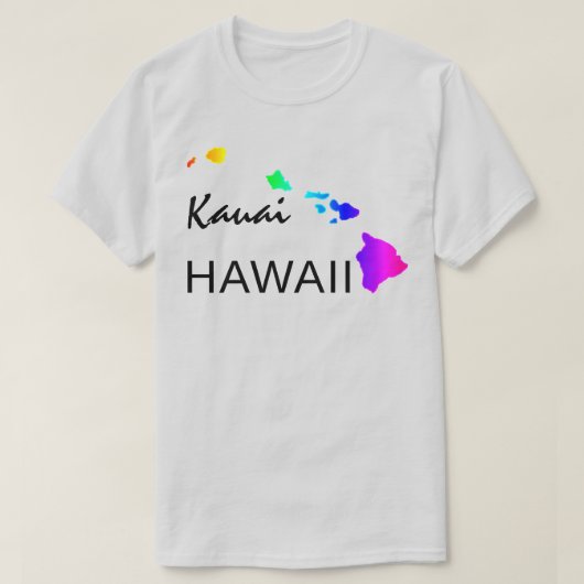 KAUAI - HAWAÏ EILANDEN NEON REGENBOOG T-SHIRT (Design voorkant)