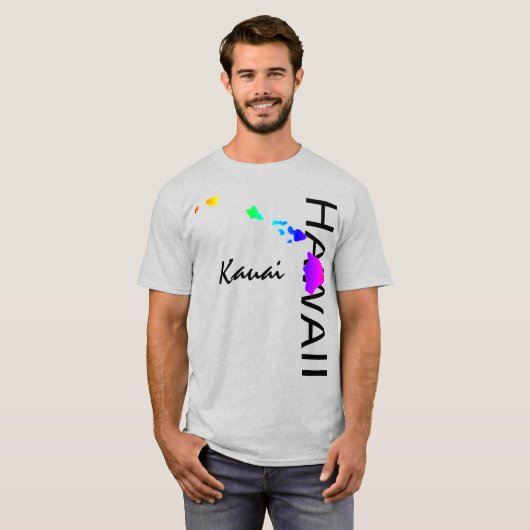 KAUAI - HAWAÏ EILANDEN NEON REGENBOOG T-SHIRT (Voorkant volledig)