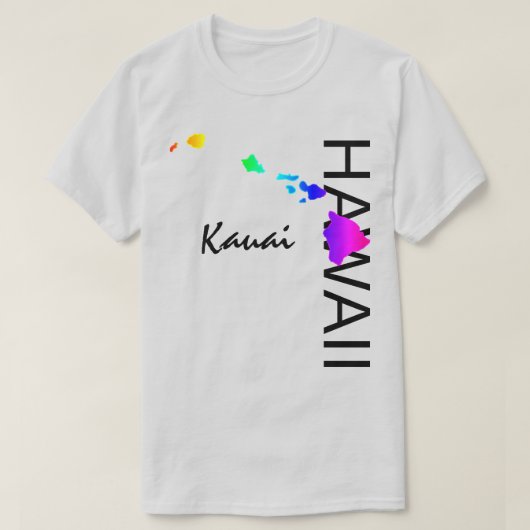 KAUAI - HAWAÏ EILANDEN NEON REGENBOOG T-SHIRT (Design voorkant)