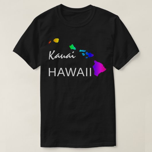 KAUAI - HAWAÏ EILANDEN NEON REGENBOOG T-SHIRT (Design voorkant)