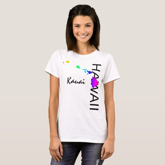 KAUAI - HAWAÏ EILANDEN NEON REGENBOOG T-SHIRT (Voorkant volledig)