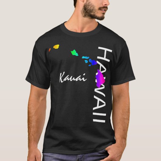 KAUAI - HAWAÏ EILANDEN NEON REGENBOOG T-SHIRT (Voorkant)