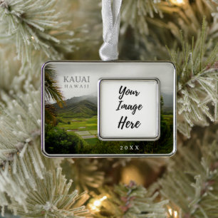 Kauai Hawaï landschapsfotografie met jaar Verzilverd Omlijst Ornament