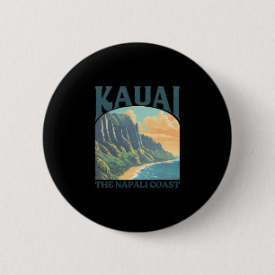 Kauai Hawaï Na Pali Kust Vintage Strand Ronde Button 5,7 Cm