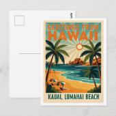 Kauai, Hawaï Retro Reis Briefkaart (Voorkant / Achterkant)