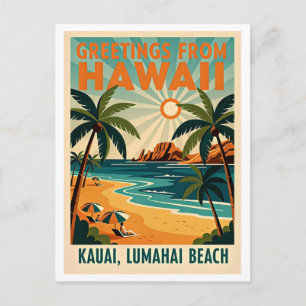 Kauai, Hawaï Retro Reis Briefkaart