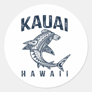 Kauai Hawaï Tril Haai Polynesische Hawaiaanse Stra Ronde Sticker