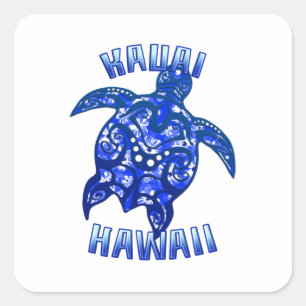 Kauai Hawaï vakantie stam schildpad Vierkante Sticker