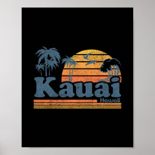 Kauai Hawaï Vintage Strand Zomer Surfen 70s Retr Poster