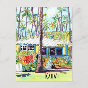 Kauai Hawaii Aloha Yellow Plantation Cottage Briefkaart