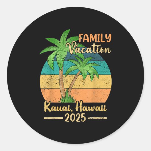 Kauai Hawaii Beach Familie Vakantie 2025 Zomer Ronde Sticker (Voorkant)