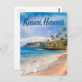 Kauai Hawaii Beach Waterverf schilderij Briefkaart (Voorkant / Achterkant)