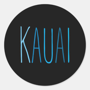 Kauai Hawaii Blauwe belettering Ronde Sticker