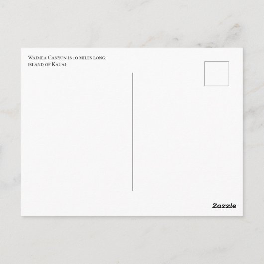 Kauai Hawaii Briefkaart (Achterkant)