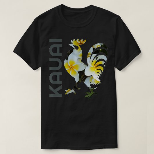 Kauai Hawaii Chicken Rooster Flower Design cook T-shirt (Design voorkant)