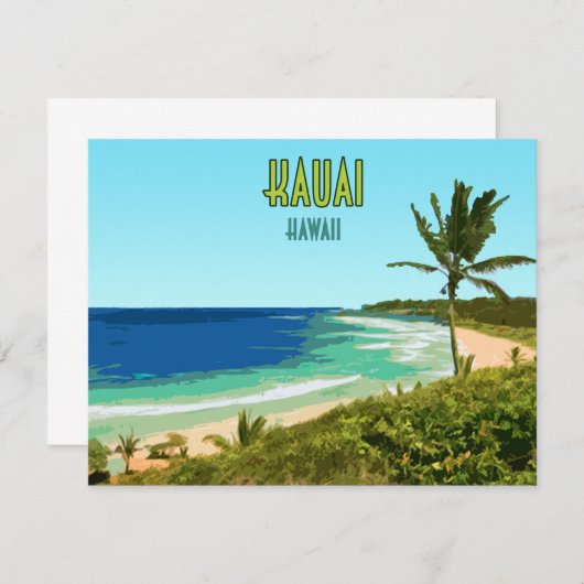 Kauai Hawaii Coast Beach  Flat Kaart (Voorkant / Achterkant)