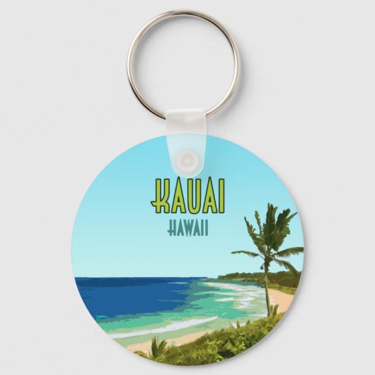 Kauai Hawaii Coast Beach Vintage Sleutelhanger (Voorkant)