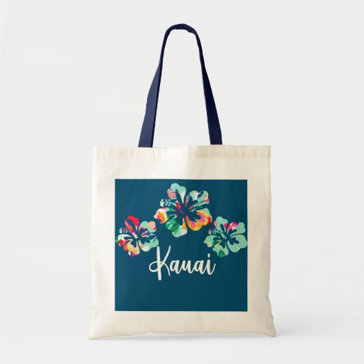 Kauai Hawaii Hawaiian Hibiscus Flower Surfer Tote Bag (Voorkant)