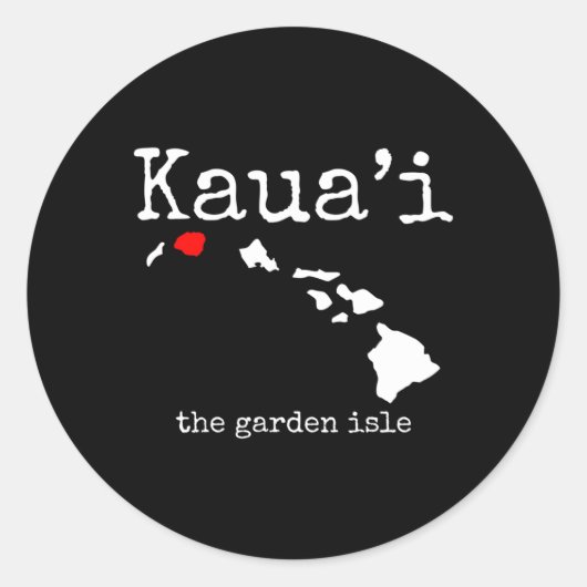 Kauai Hawaii Hawaiian Islands Kaart Ronde Sticker (Voorkant)