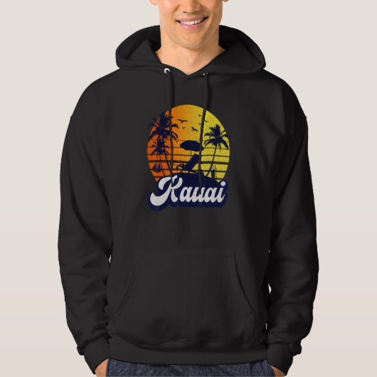 Kauai Hawaii Hawaiian Sunset Beach Retro Hoodie (Voorkant)