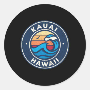 Kauai Hawaii Hi nautische golven Ronde Sticker