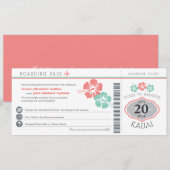 Kauai Hawaii Hibiscus Boarding Pass Wedding Kaart (Voorkant / Achterkant)
