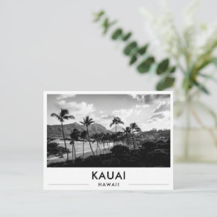 Kauai Hawaii Kalapaki Beach Zwart en Wit Briefkaart