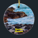Kauai Hawaii Keramisch Ornament<br><div class="desc">Mooie oceaanwateren op het Garden-eiland Kauai. Verander de jaardatum in het jaar van uw keuze.</div>