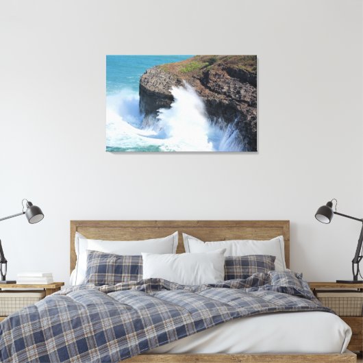 Kauai Hawaii Kilauea Oceaangolven Canvas Afdruk (Insitu (Slaapkamer))