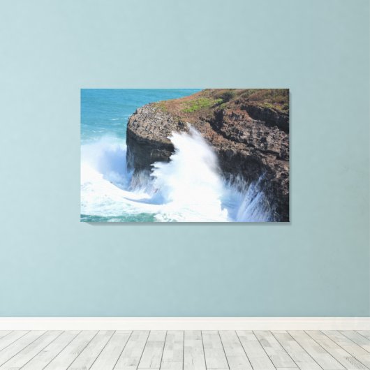 Kauai Hawaii Kilauea Oceaangolven Canvas Afdruk (Insitu (Houten vloer))