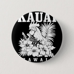 Kauai Hawaii Kip Hibiscus Bloemen Wijn Ronde Button 5,7 Cm
