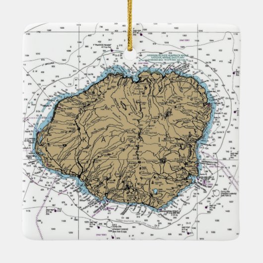 Kauai Hawaii Nautical Chart Keramisch Ornament (Achterkant)