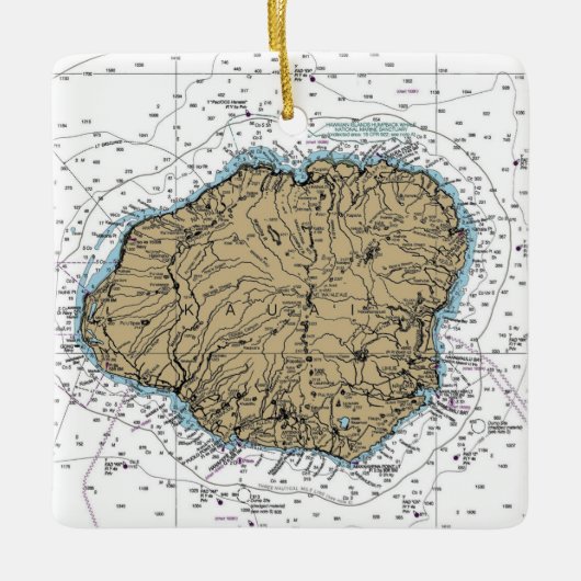 Kauai Hawaii Nautical Chart Keramisch Ornament (Voorkant)