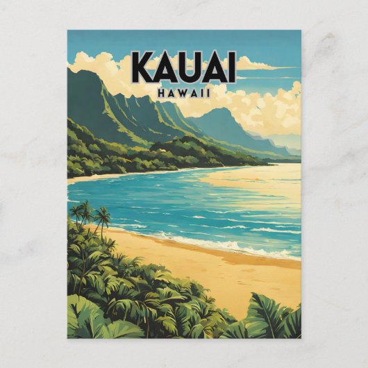 Kauai Hawaii nostalgische reizen Briefkaart (Voorkant)