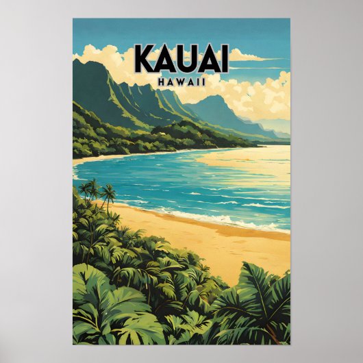 Kauai Hawaii nostalgische reizen Poster (Voorkant)