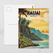 Kauai Hawaii Nostalgische Retro Reiskunst Briefkaart (Voorkant / Achterkant)