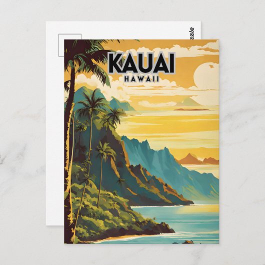 Kauai Hawaii Nostalgische Retro Reiskunst Briefkaart (Voorkant / Achterkant)