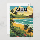 Kauai Hawaii nostalgische vintage reizen Briefkaart (Voorkant / Achterkant)