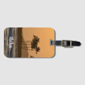 Kauai Hawaii Ocean Palm Trees Sunset Bagagelabel (Voorkant (horizontaal))