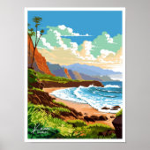 Kauai Hawaii reizen  illustratie Poster (Voorkant)