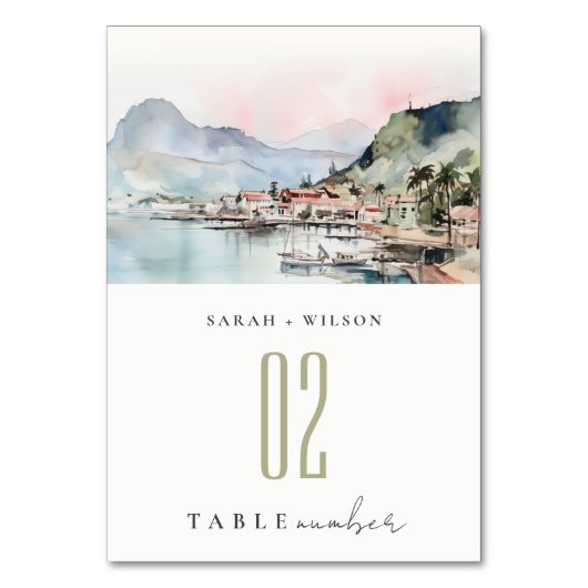 Kauai Hawaii Watercolor Landscape Wedding Kaart (Voorkant)