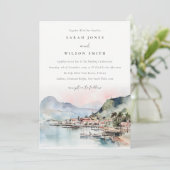 Kauai Hawaii Watercolor Landscape Wedding Kaart (Staand voorkant)